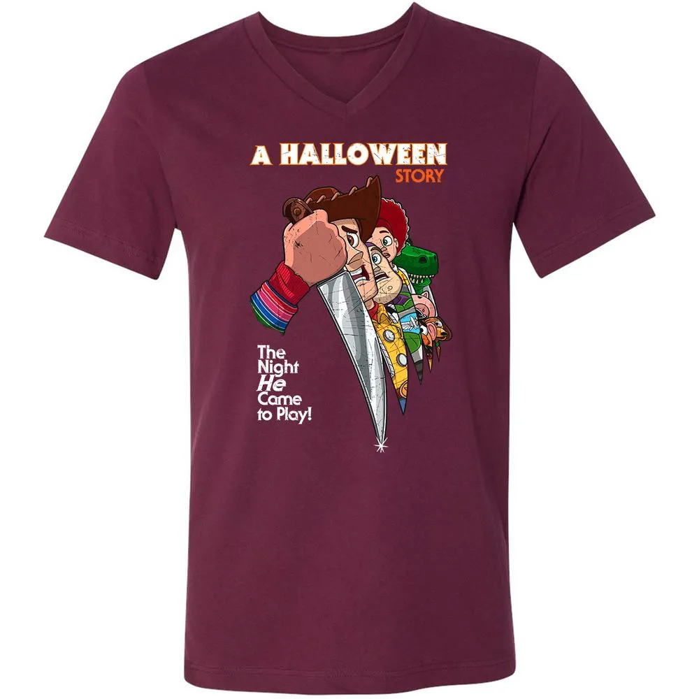 Unisex V-Neck T-Shirt - Q8ZWRSSV - Maroon - 6