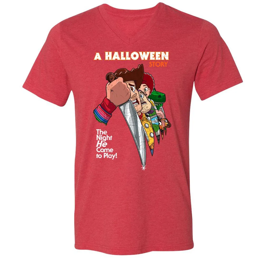 Unisex V-Neck T-Shirt - Q8ZWRSSV - Heather Red - 16