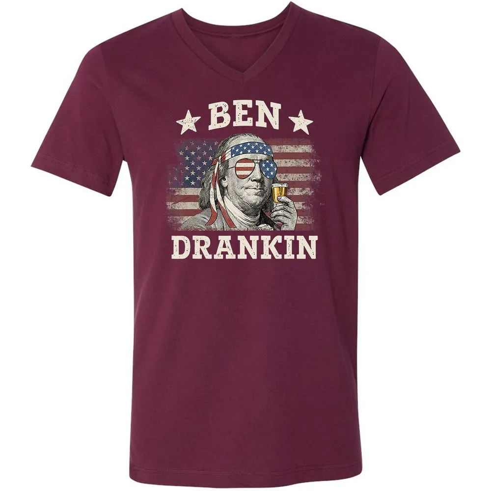 Unisex V-Neck T-Shirt - 915PASXD - Maroon - 6