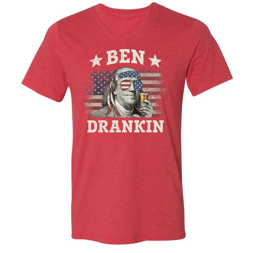 Unisex V-Neck T-Shirt - 915PASXD - Heather Red - 16