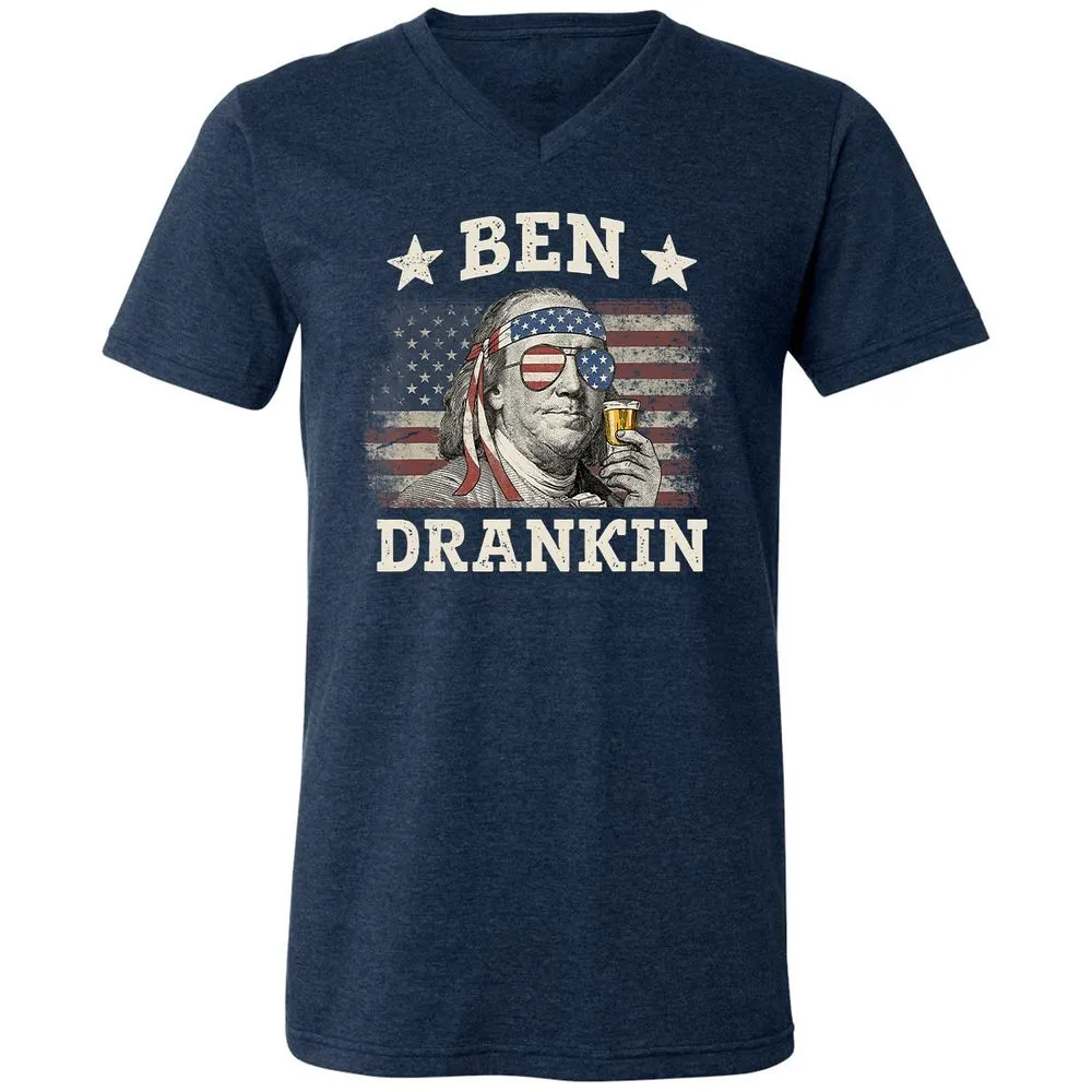 Unisex V-Neck T-Shirt - 915PASXD - Heather Navy - 15
