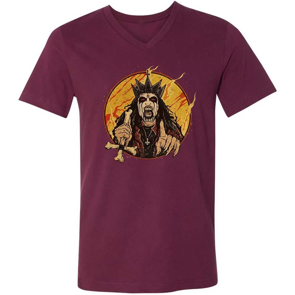 Unisex V-Neck T-Shirt - GFVQPCST - Maroon - 6