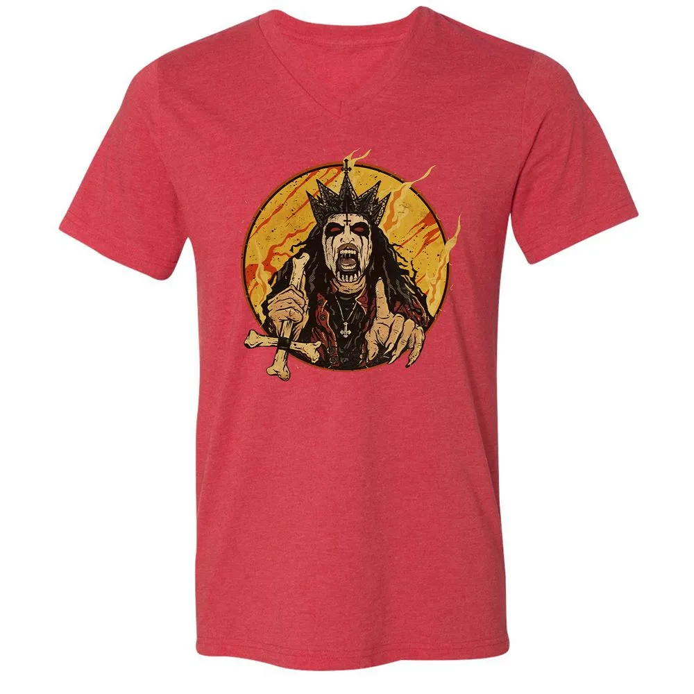 Unisex V-Neck T-Shirt - GFVQPCST - Heather Red - 16