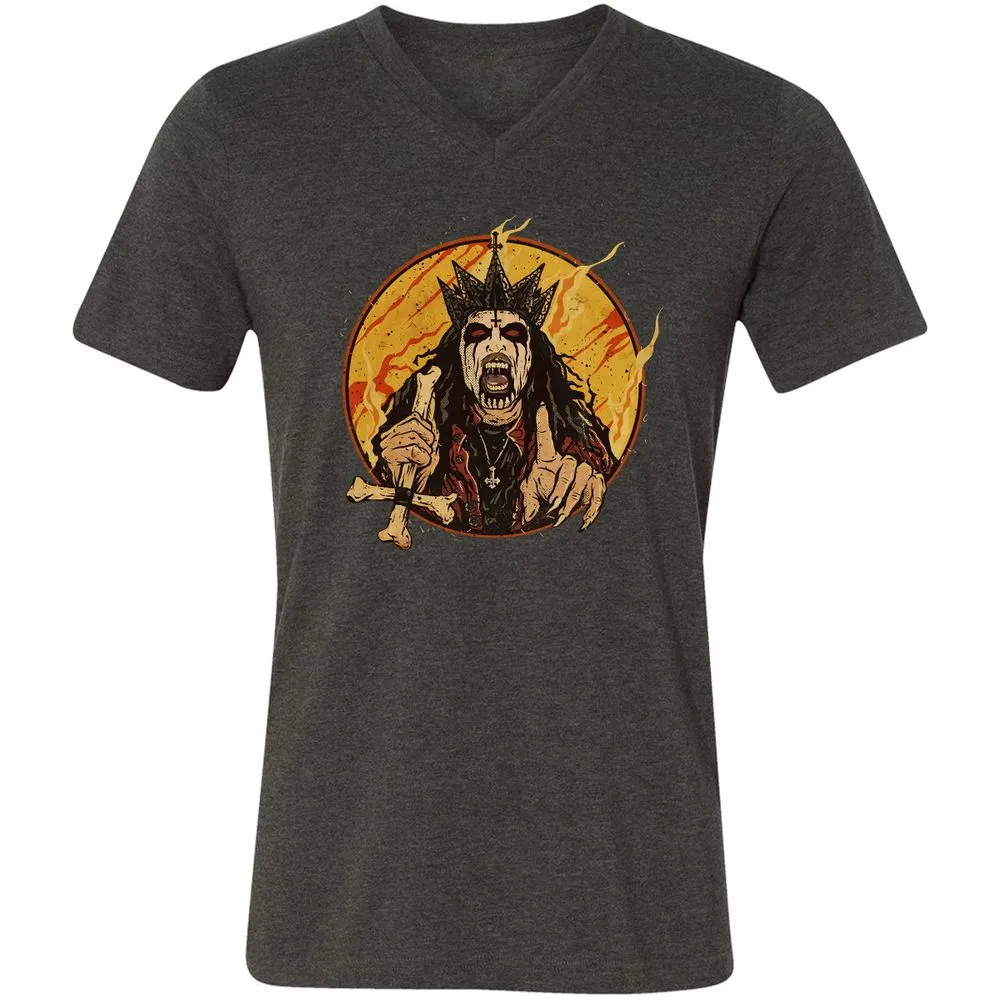 Unisex V-Neck T-Shirt - GFVQPCST - Dark Grey Heather - 8