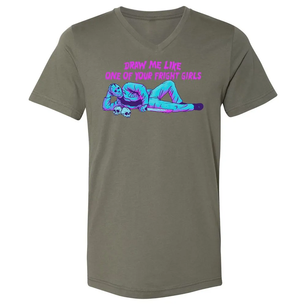 Unisex V-Neck T-Shirt - LEABE1LM - Military Green - 10
