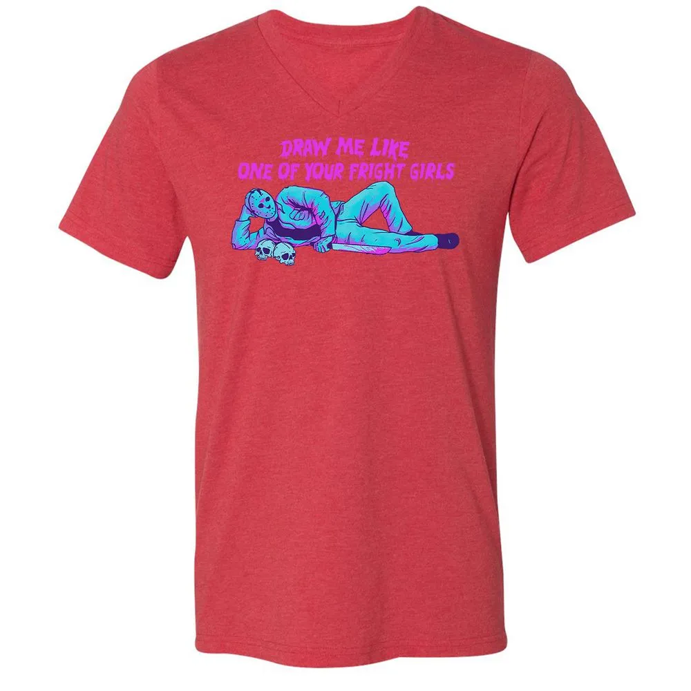 Unisex V-Neck T-Shirt - LEABE1LM - Heather Red - 16