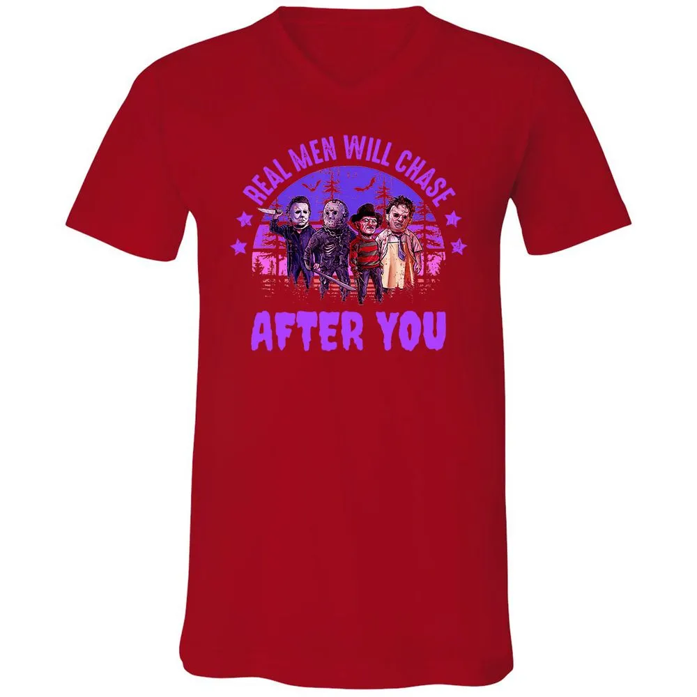 Unisex V-Neck T-Shirt - VSSS5LZD - Red - 3