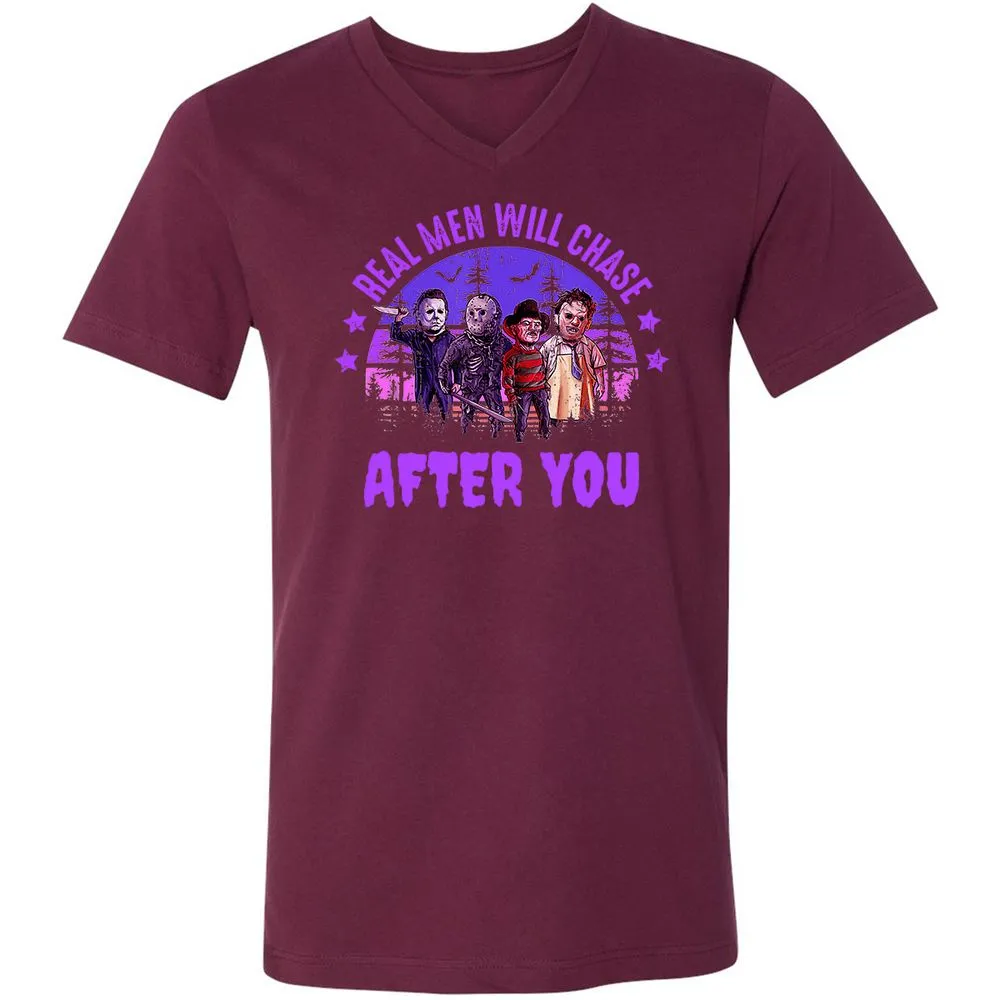 Unisex V-Neck T-Shirt - VSSS5LZD - Maroon - 6