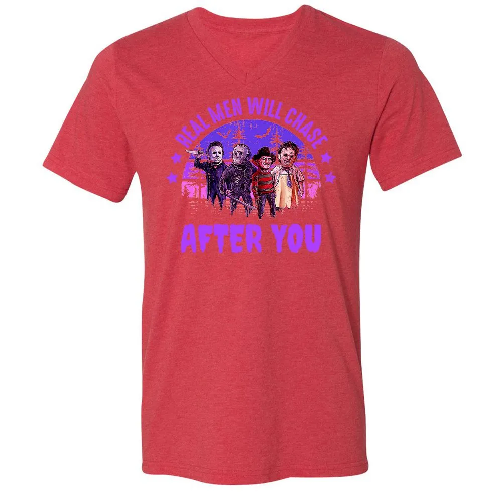Unisex V-Neck T-Shirt - VSSS5LZD - Heather Red - 16
