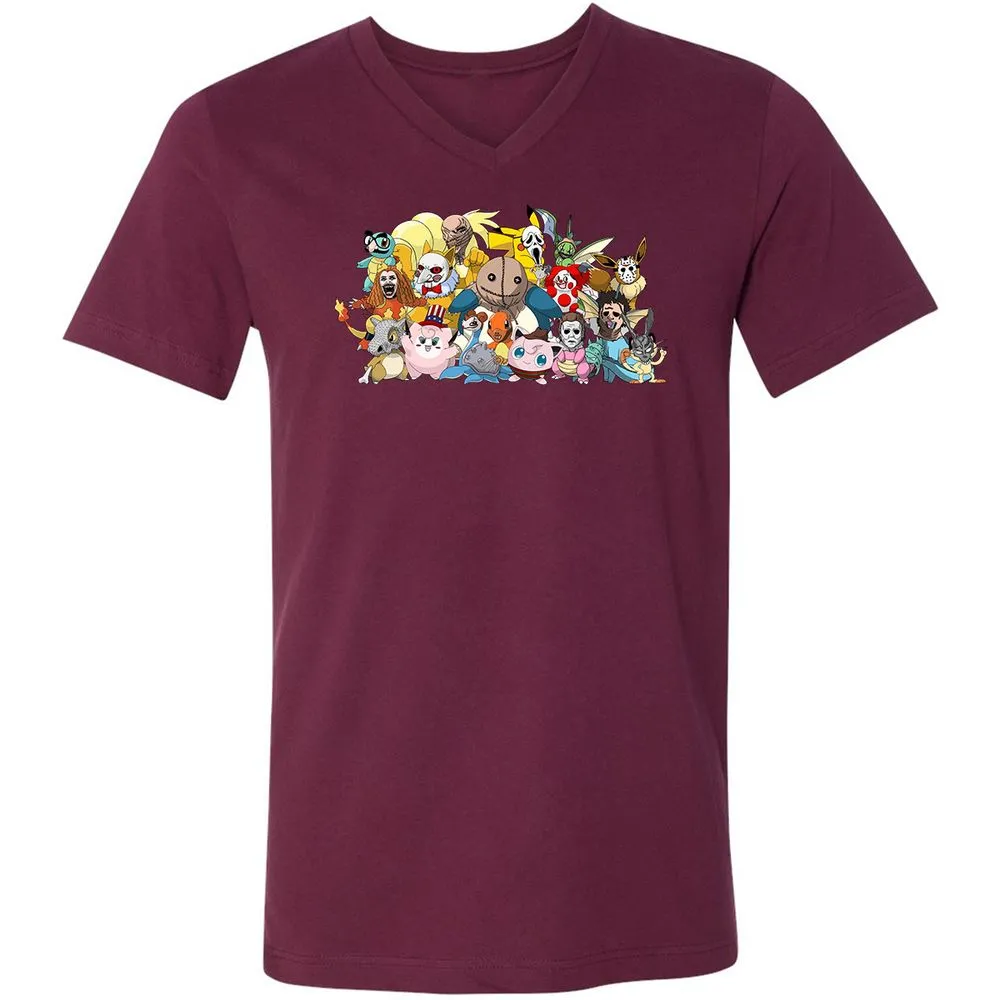 Unisex V-Neck T-Shirt - HCRBQVZ7 - Maroon - 6