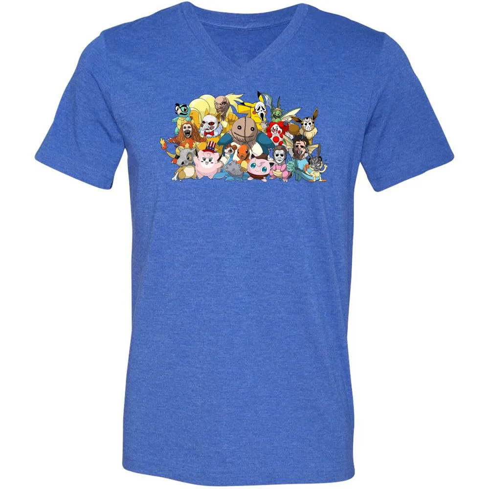Unisex V-Neck T-Shirt - HCRBQVZ7 - Heather True Royal - 14