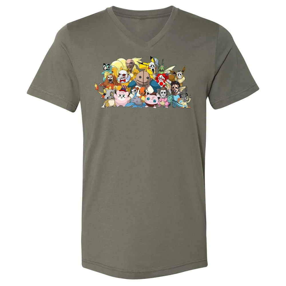 Unisex V-Neck T-Shirt - HCRBQVZ7 - Military Green - 10