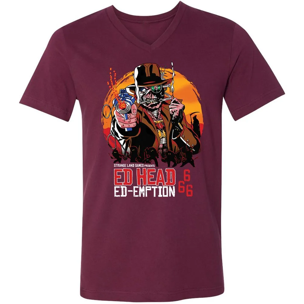 Unisex V-Neck T-Shirt - NLY45N7V - Maroon - 6