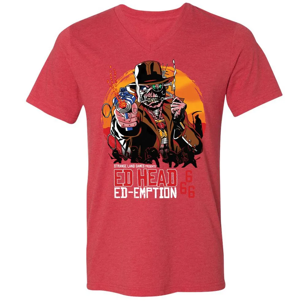 Unisex V-Neck T-Shirt - NLY45N7V - Heather Red - 16