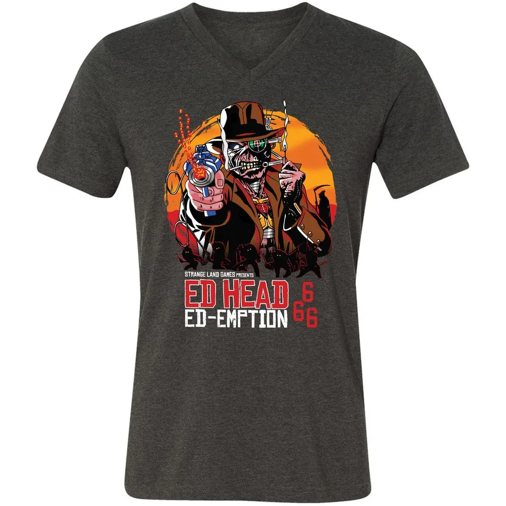 Unisex V-Neck T-Shirt - NLY45N7V - Dark Grey Heather - 8