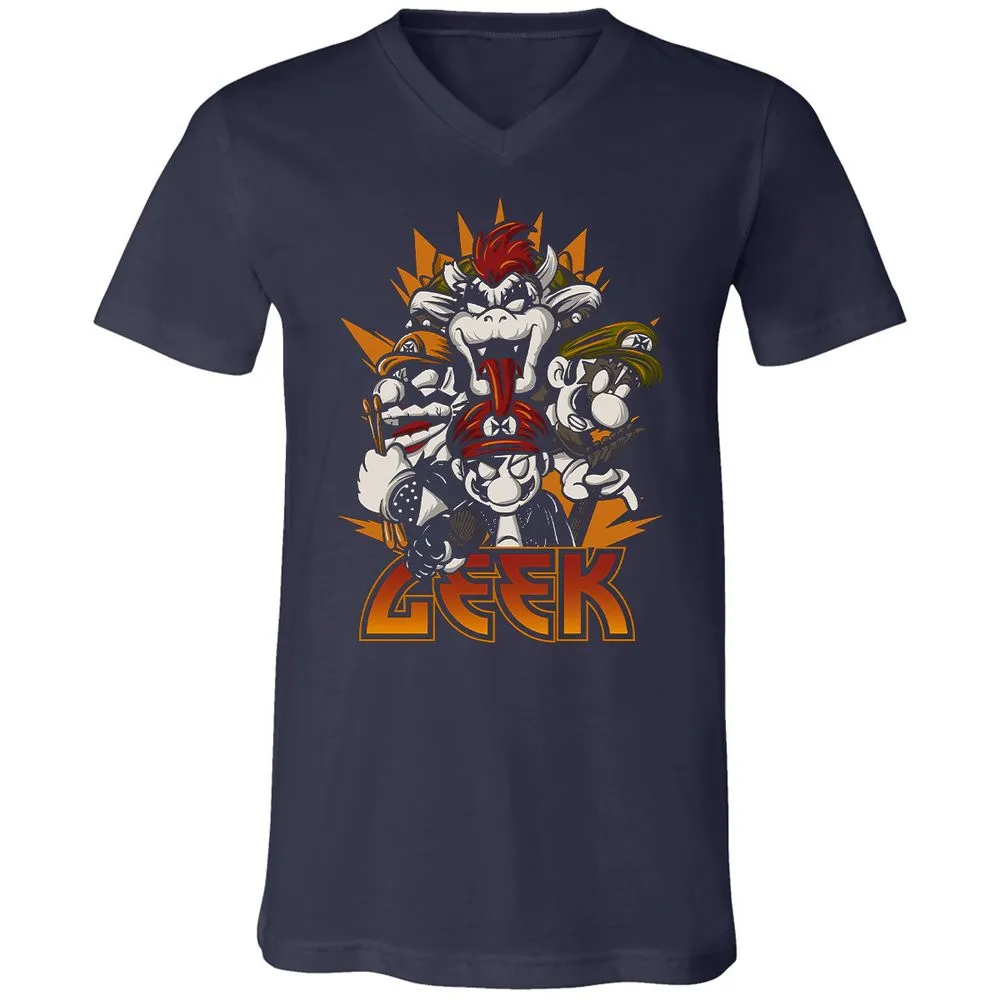 Unisex V-Neck T-Shirt - QZHASNWA - Navy - 2