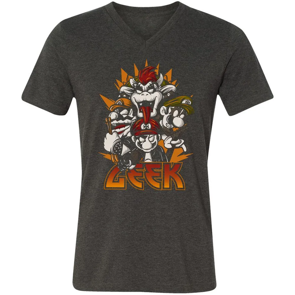 Unisex V-Neck T-Shirt - QZHASNWA - Dark Grey Heather - 8