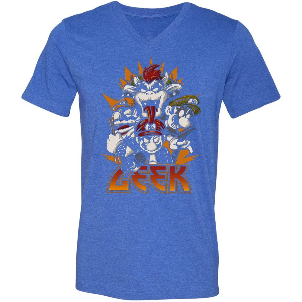 Unisex V-Neck T-Shirt - QZHASNWA - Heather True Royal - 14