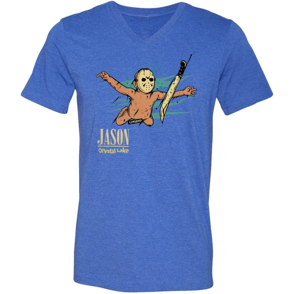 Unisex V-Neck T-Shirt - LG68FVAQ - Heather True Royal - 14