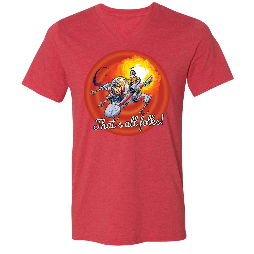 Unisex V-Neck T-Shirt - MYXKK9KA - Heather Red - 16
