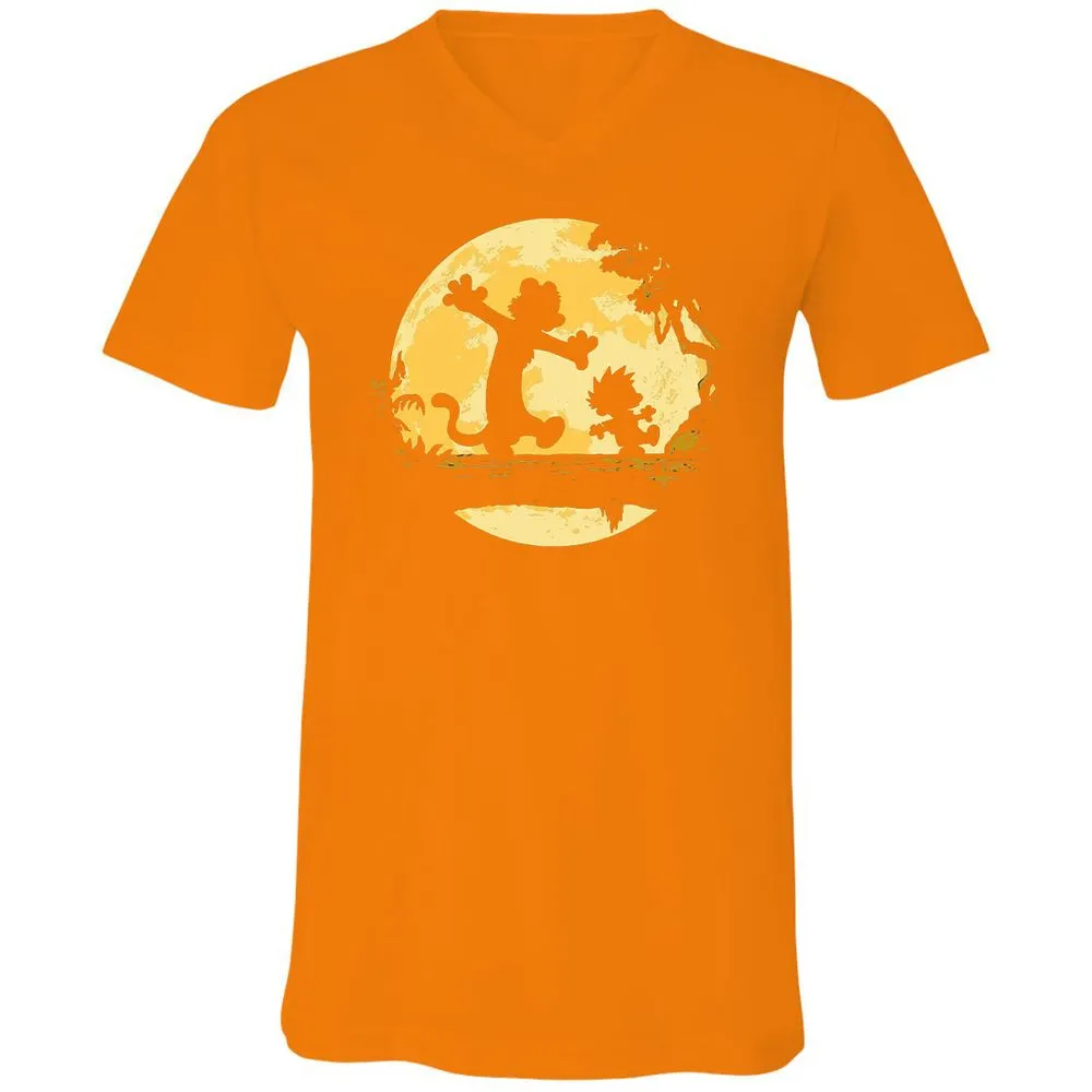 Unisex V-Neck T-Shirt - 7Y8HX3AQ - Orange - 11