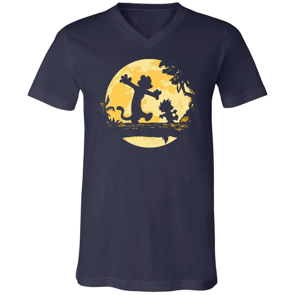 Unisex V-Neck T-Shirt - 7Y8HX3AQ - Navy - 2