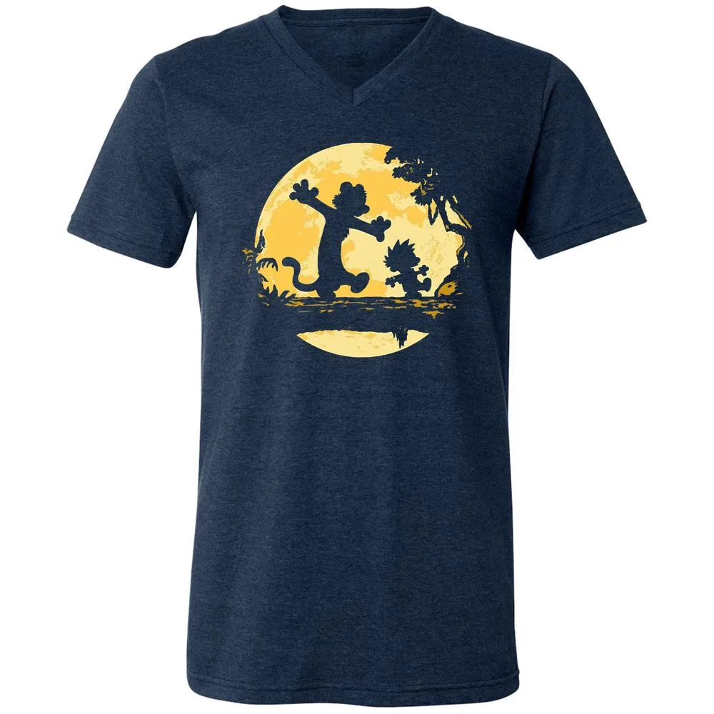 Unisex V-Neck T-Shirt - 7Y8HX3AQ - Heather Navy - 15