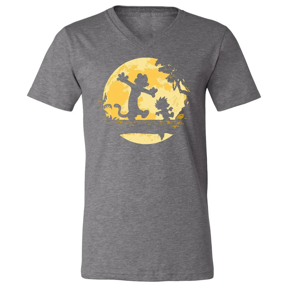 Unisex V-Neck T-Shirt - 7Y8HX3AQ - Deep Heather - 13