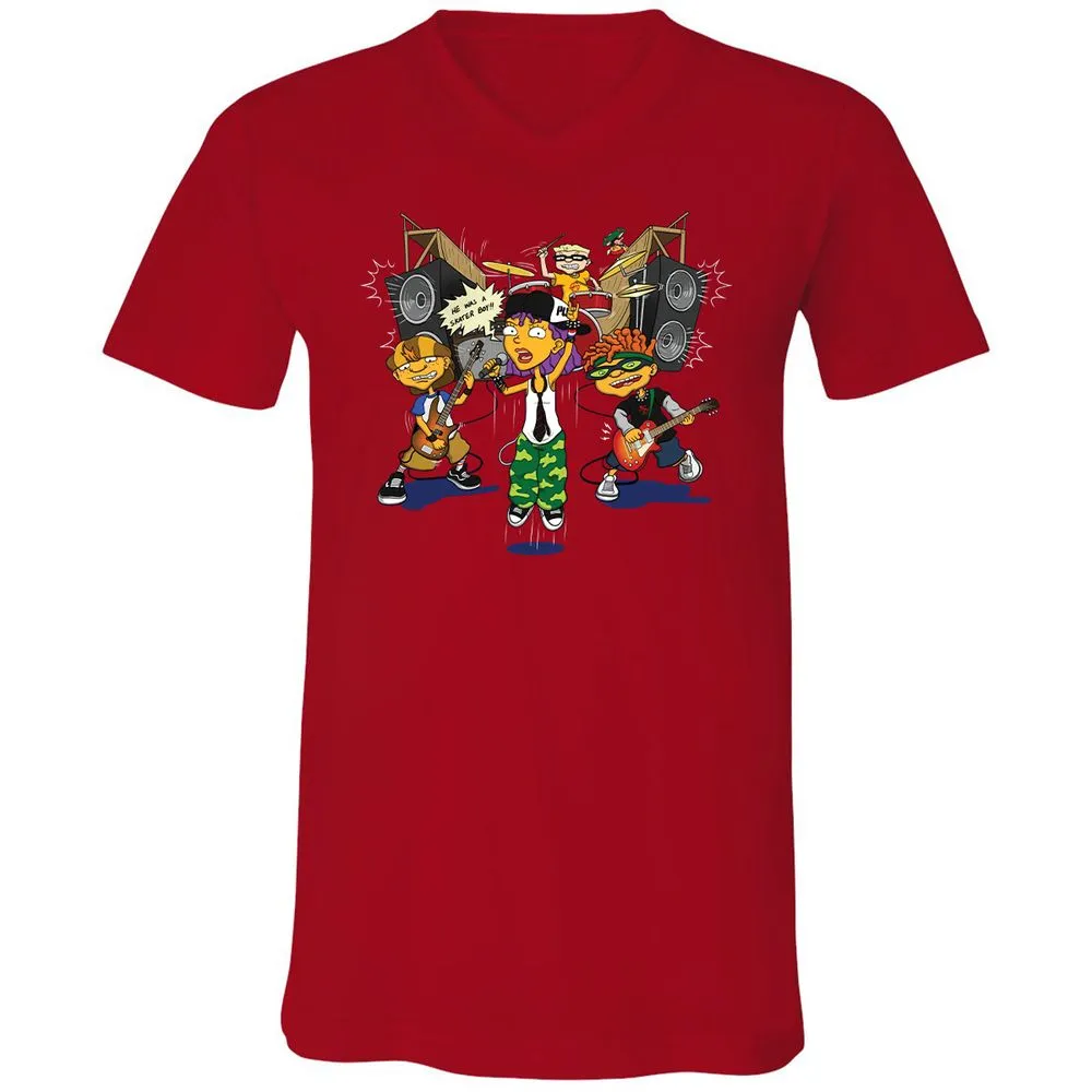 Unisex V-Neck T-Shirt - J887L9YZ - Red - 3