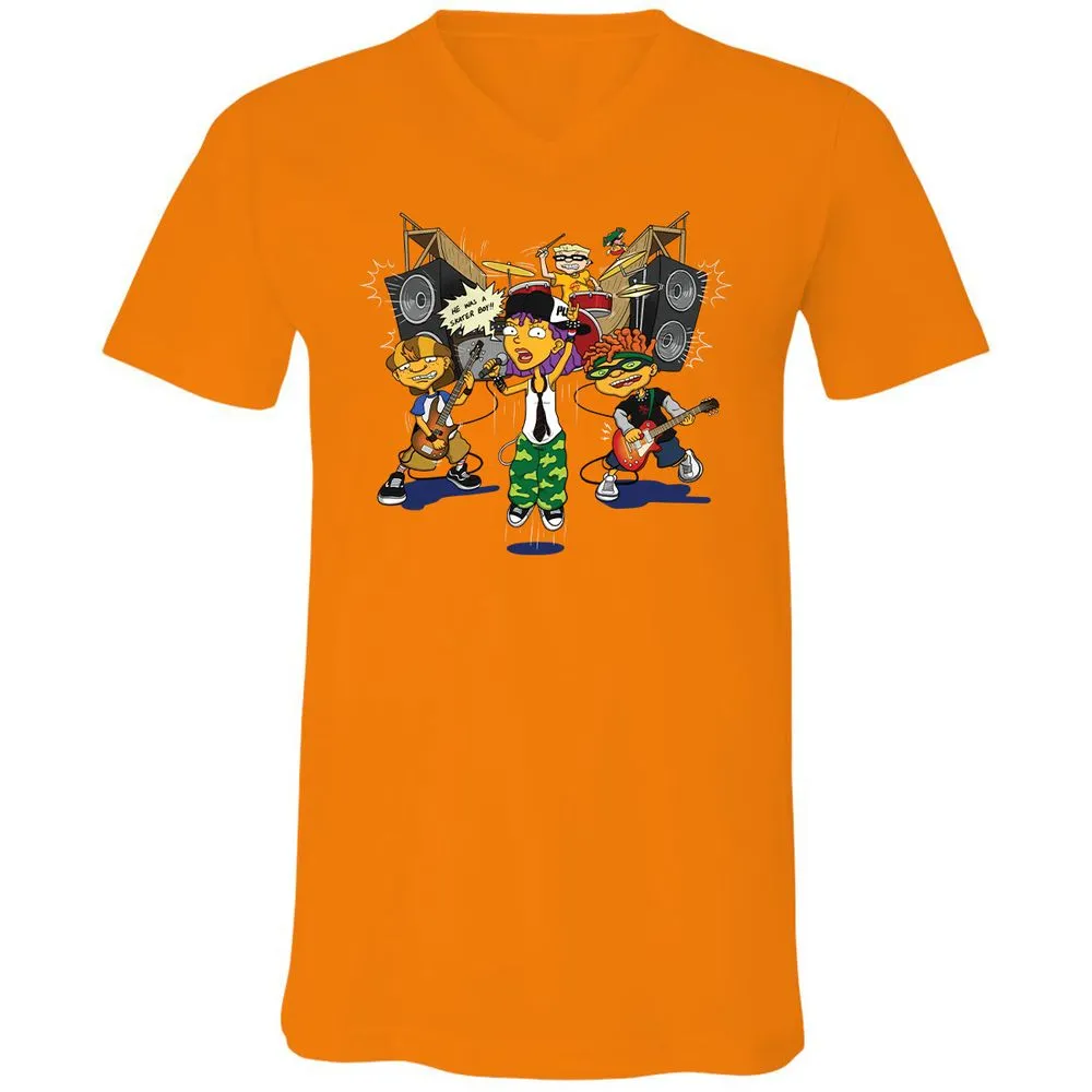 Unisex V-Neck T-Shirt - J887L9YZ - Orange - 11