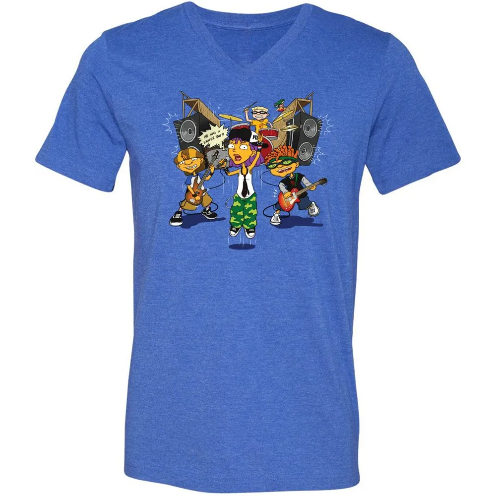 Unisex V-Neck T-Shirt - J887L9YZ - Heather True Royal - 14