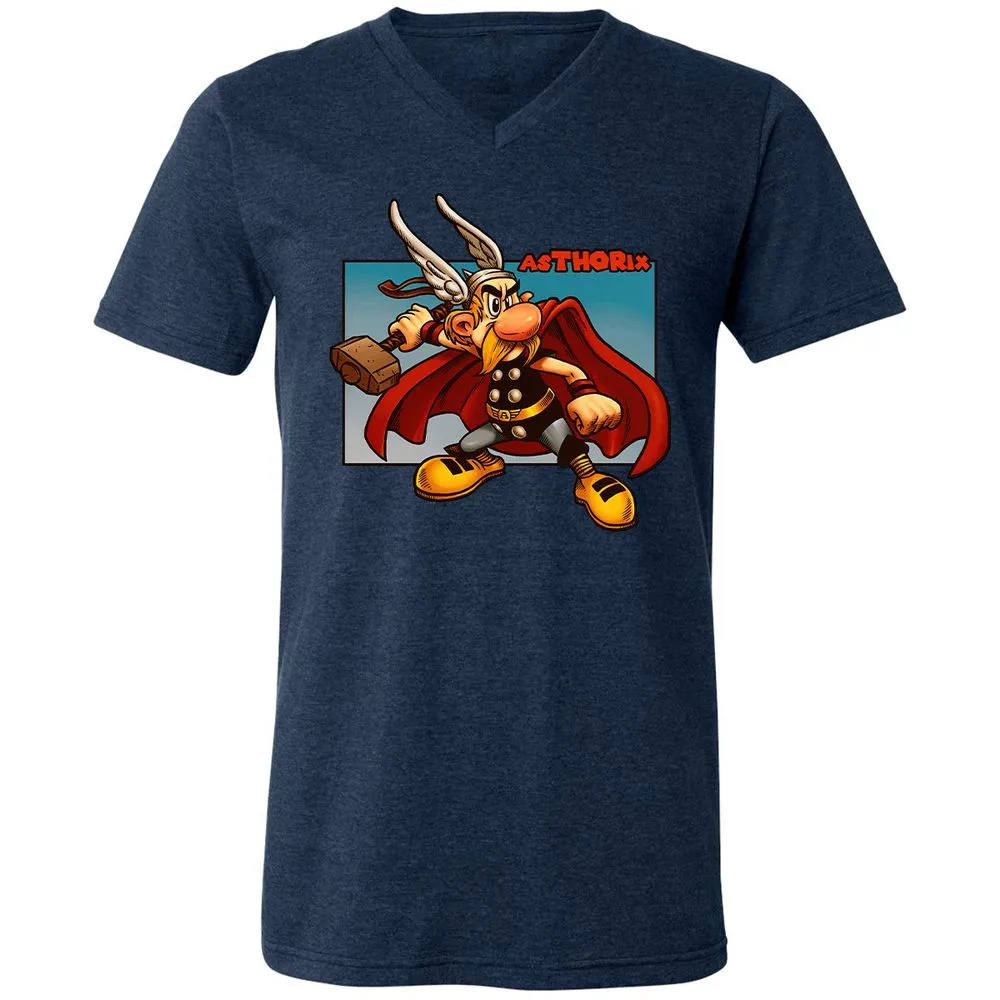Unisex V-Neck T-Shirt - CK4KJGUY - Heather Navy - 15