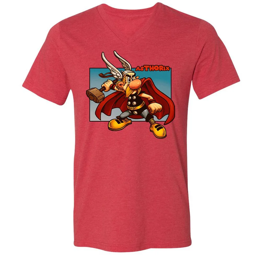 Unisex V-Neck T-Shirt - CK4KJGUY - Heather Red - 16