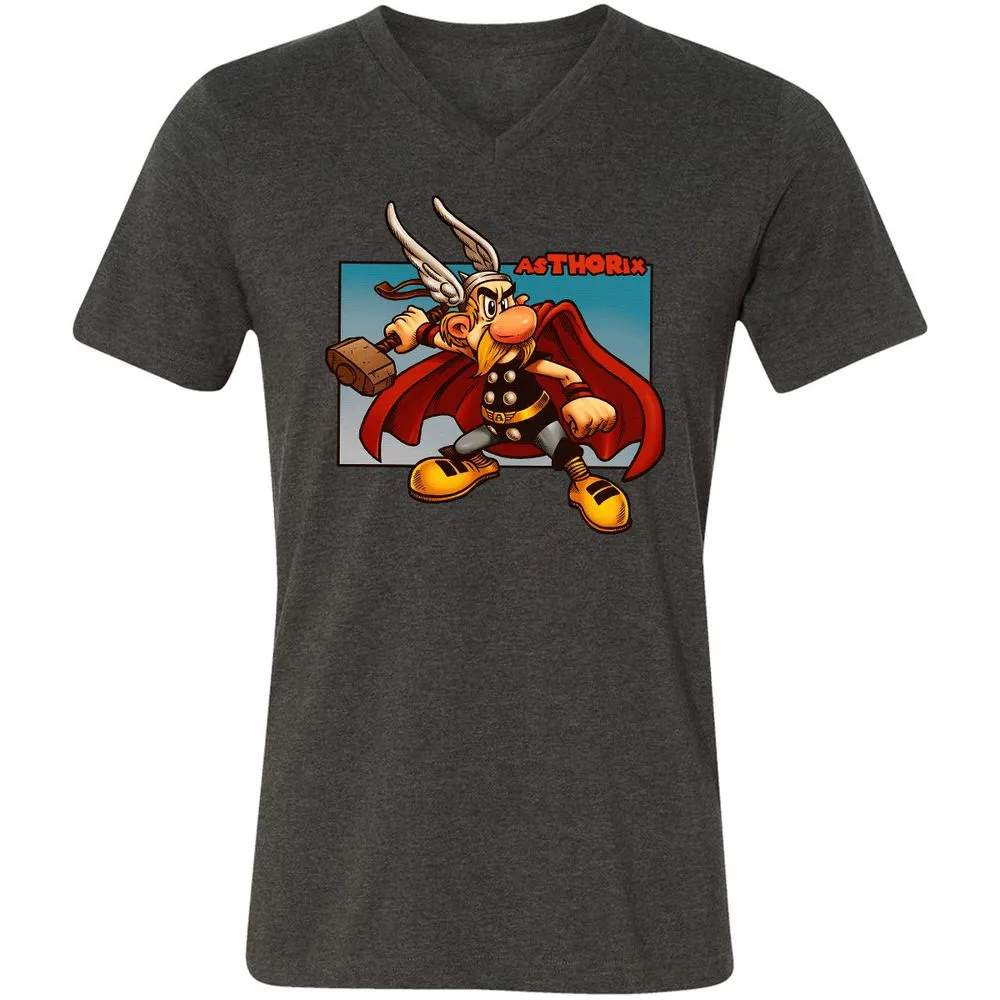 Unisex V-Neck T-Shirt - CK4KJGUY - Dark Grey Heather - 8