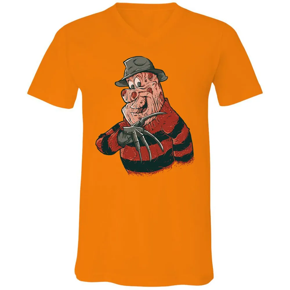 Unisex V-Neck T-Shirt - 45D2U3JH - Orange - 11