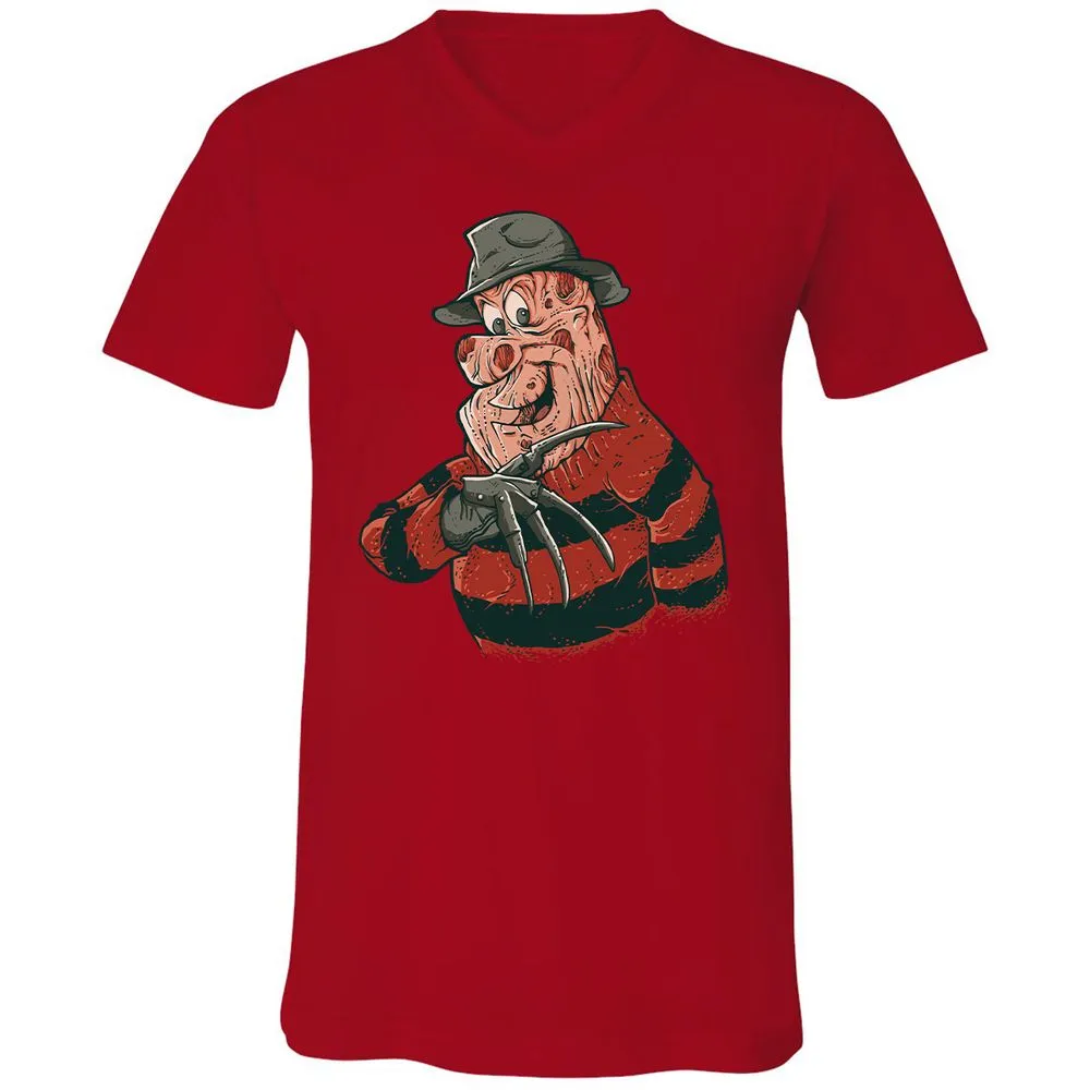 Unisex V-Neck T-Shirt - 45D2U3JH - Red - 3