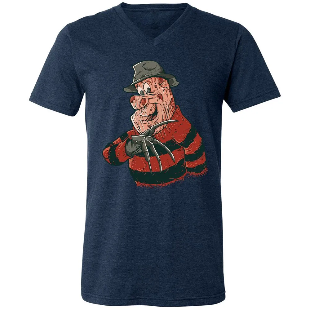 Unisex V-Neck T-Shirt - 45D2U3JH - Heather Navy - 15