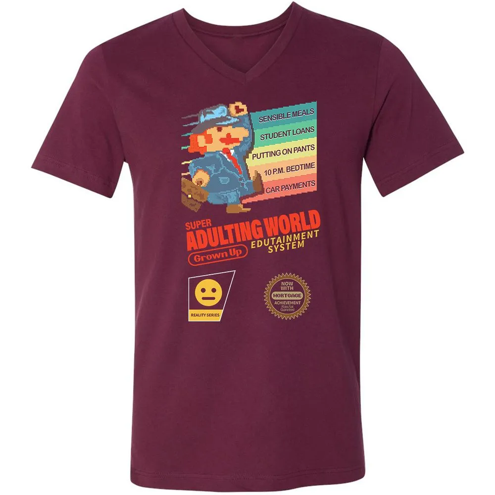 Unisex V-Neck T-Shirt - JHG95V9V - Maroon - 6