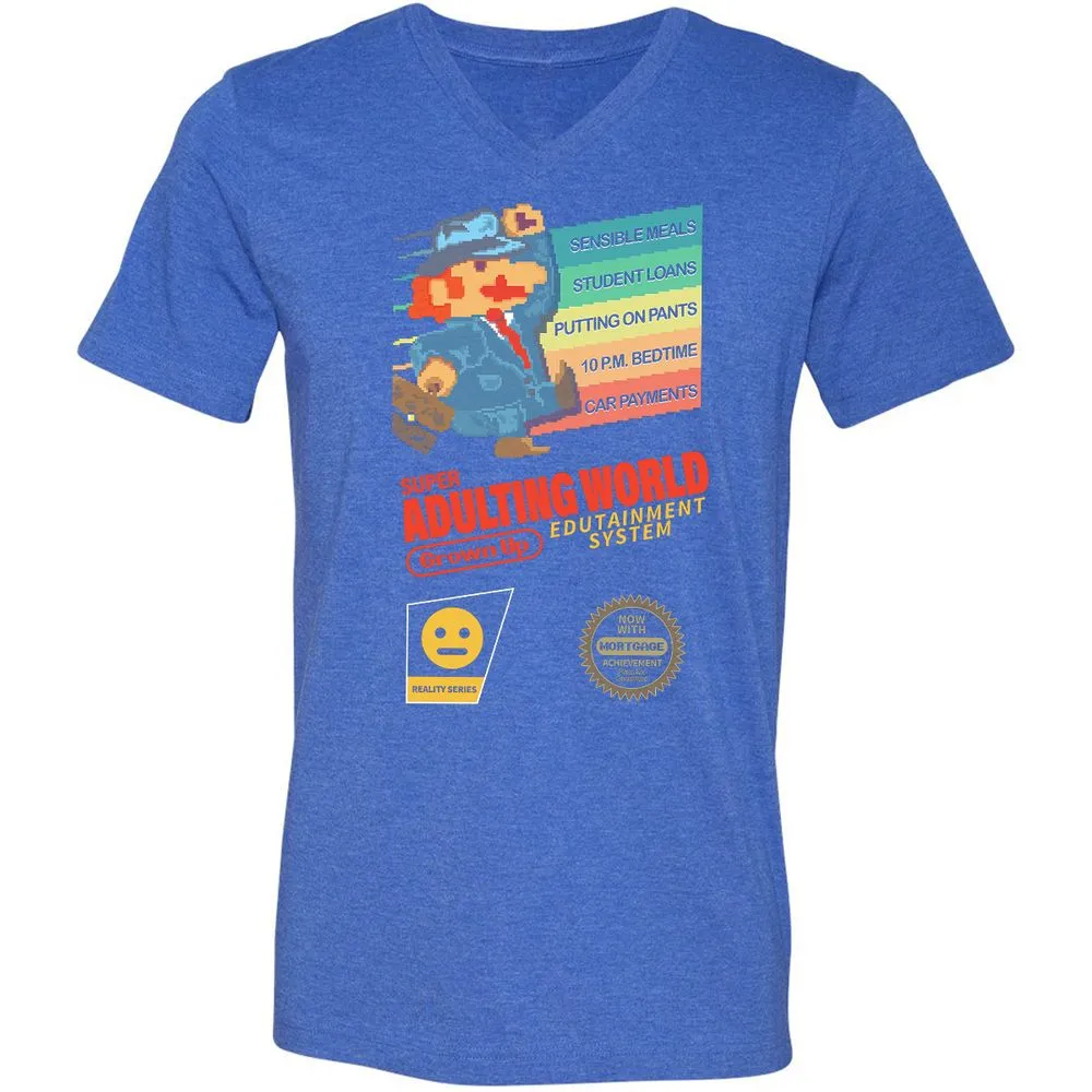 Unisex V-Neck T-Shirt - JHG95V9V - Heather True Royal - 14