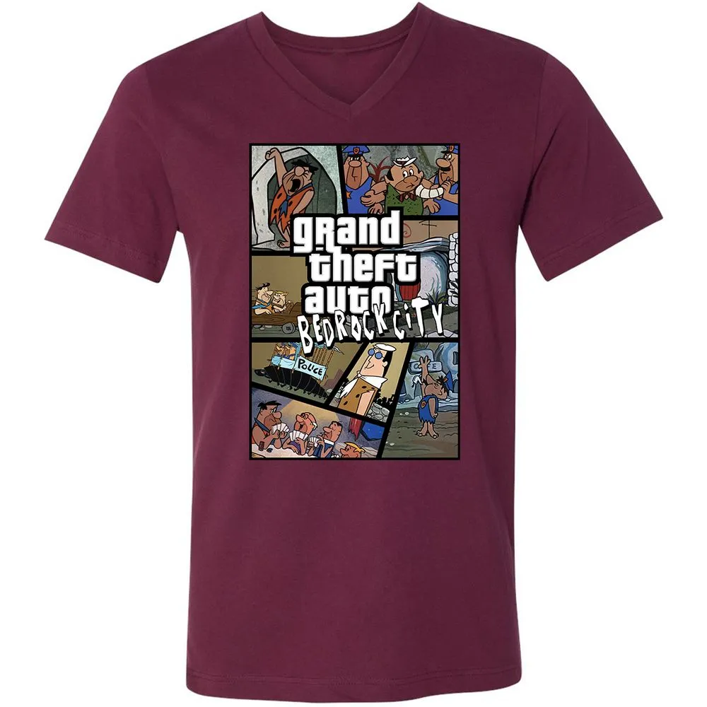 Unisex V-Neck T-Shirt - 7R8V4MEM - Maroon - 6
