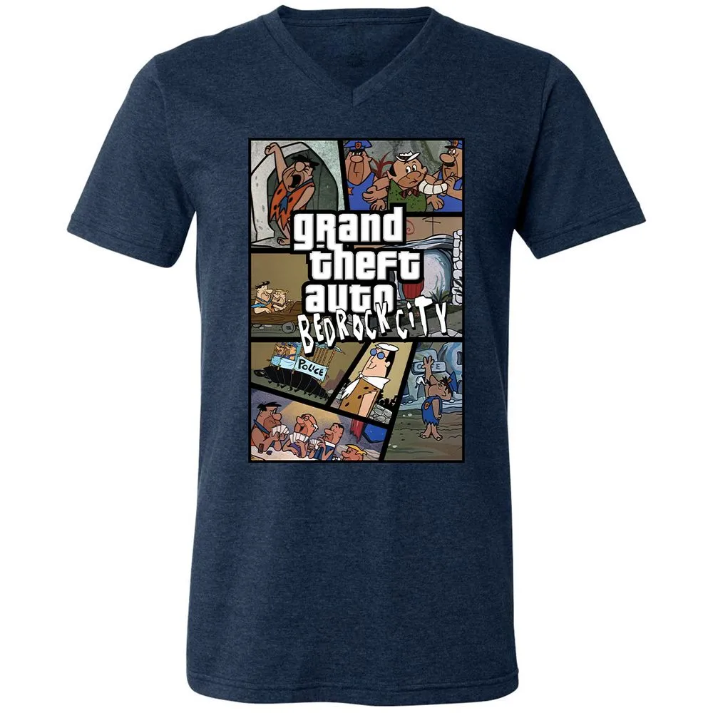 Unisex V-Neck T-Shirt - 7R8V4MEM - Heather Navy - 15