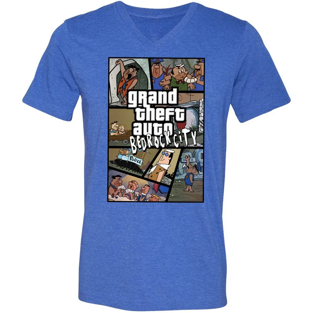 Unisex V-Neck T-Shirt - 7R8V4MEM - Heather True Royal - 14