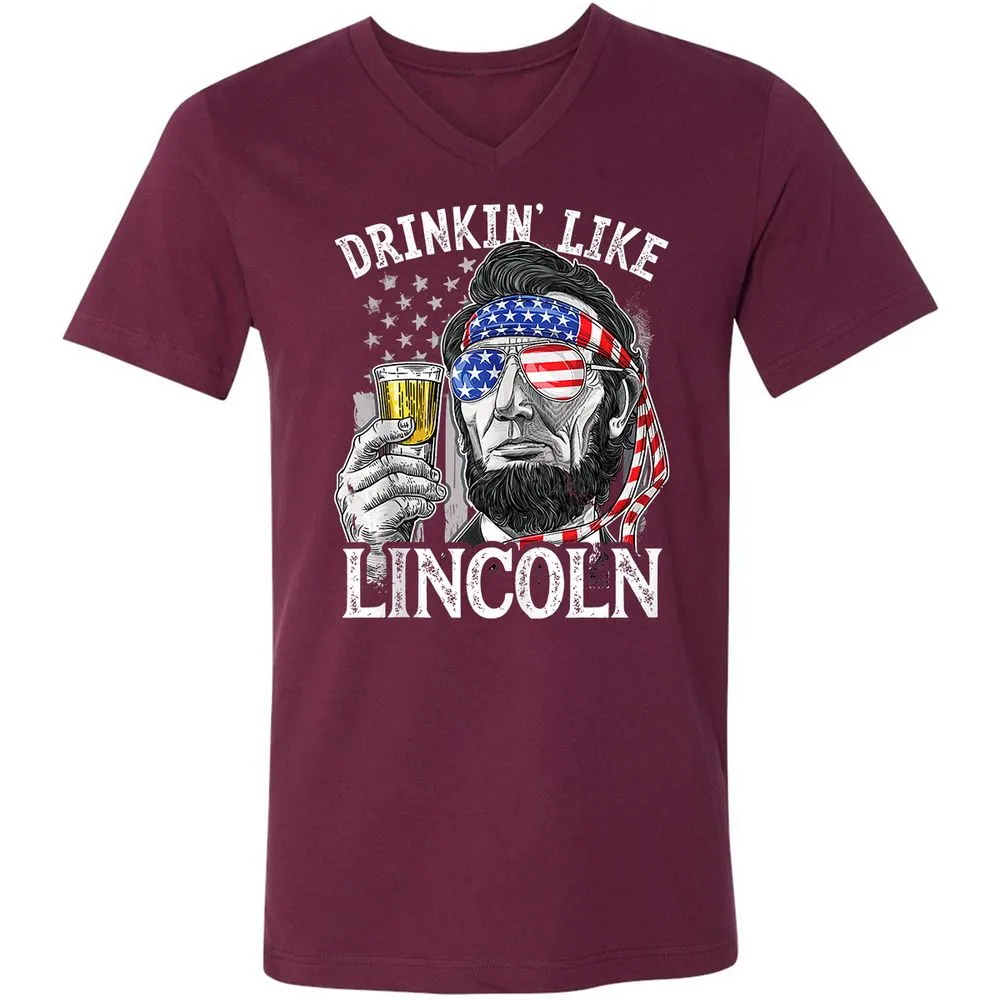 Unisex V-Neck T-Shirt - BAGSCTKH - Maroon - 6