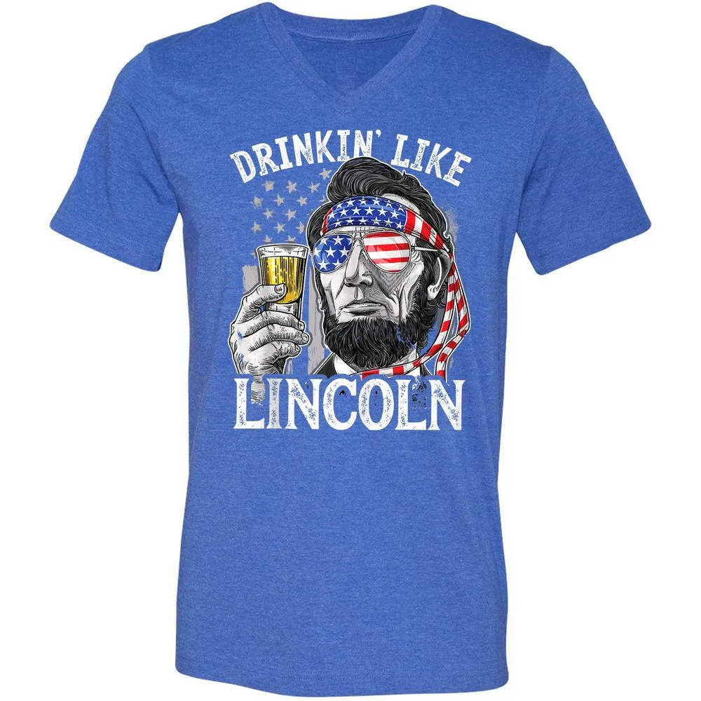 Unisex V-Neck T-Shirt - BAGSCTKH - Heather True Royal - 14