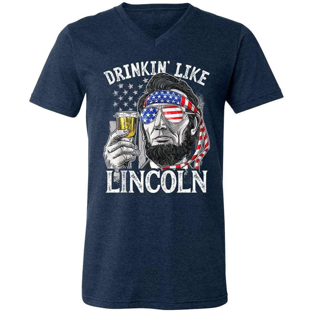 Unisex V-Neck T-Shirt - BAGSCTKH - Heather Navy - 15