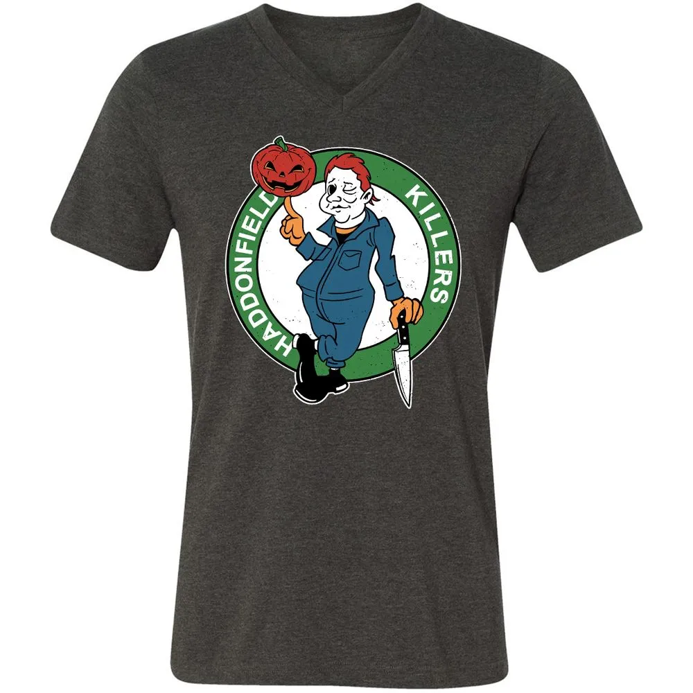 Unisex V-Neck T-Shirt - 4STAE2JW - Dark Grey Heather - 8