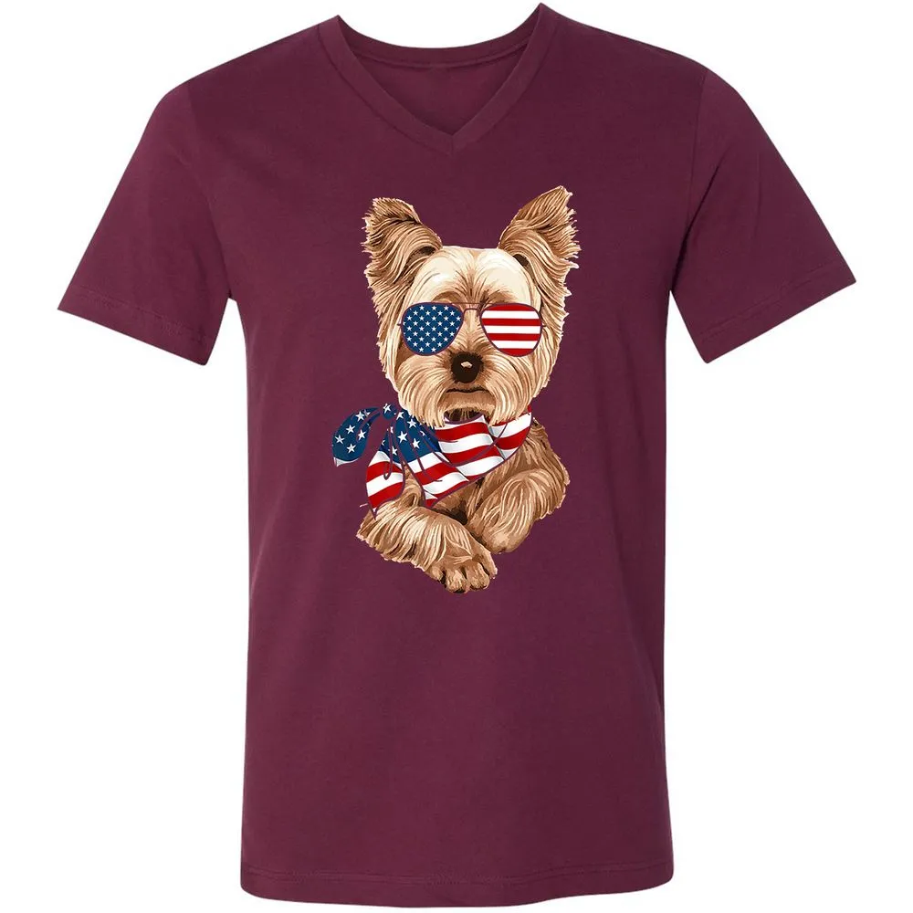 Unisex V-Neck T-Shirt - P48T3JDN - Maroon - 6