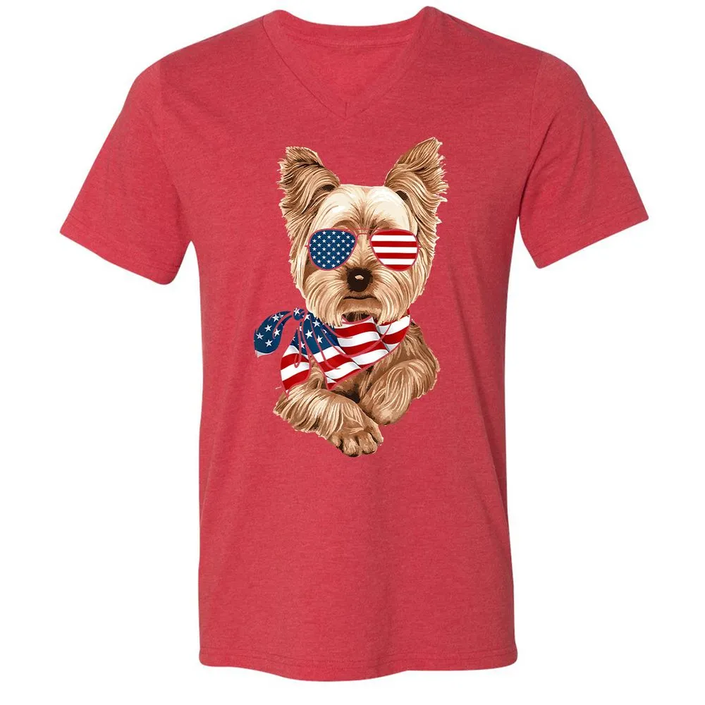 Unisex V-Neck T-Shirt - P48T3JDN - Heather Red - 16