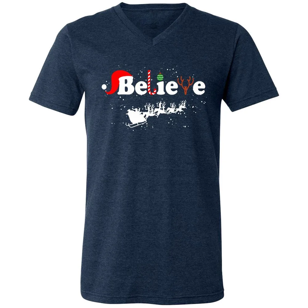 Unisex V-Neck T-Shirt - A1RGGHSU - Heather Navy - 15