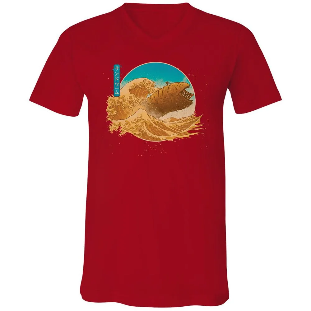 Unisex V-Neck T-Shirt - VXWQQW9Z - Red - 3
